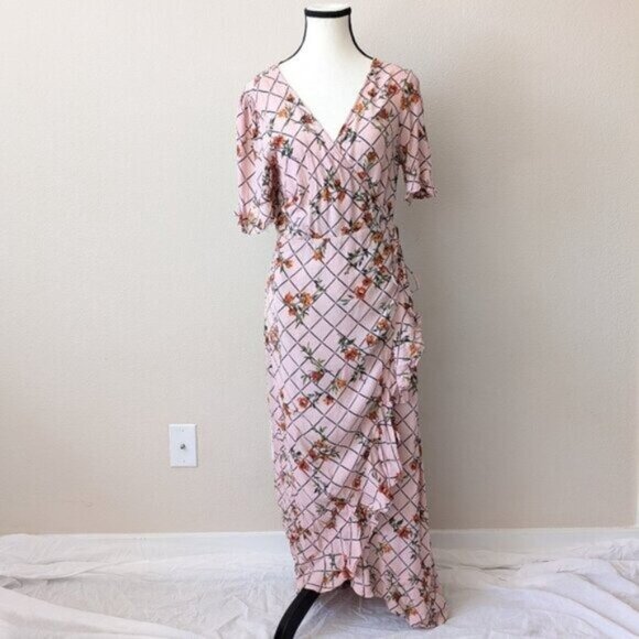 Forever 21 Floral Grid Wrap Dress Size XL Women - Picture 3 of 8